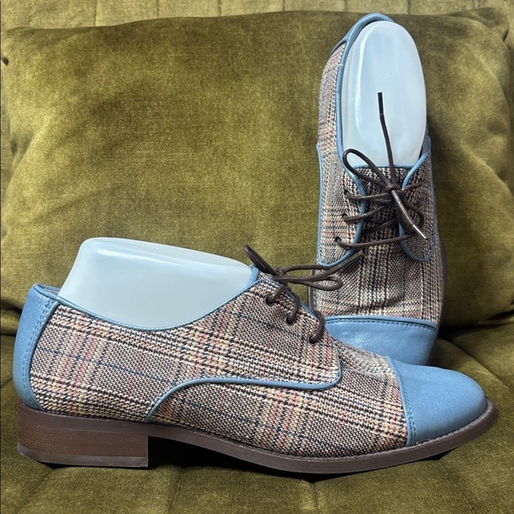 Anthropologie Moorland Plaid Oxfords Flats Shoes Size size 39 - Picture 2 of 9
